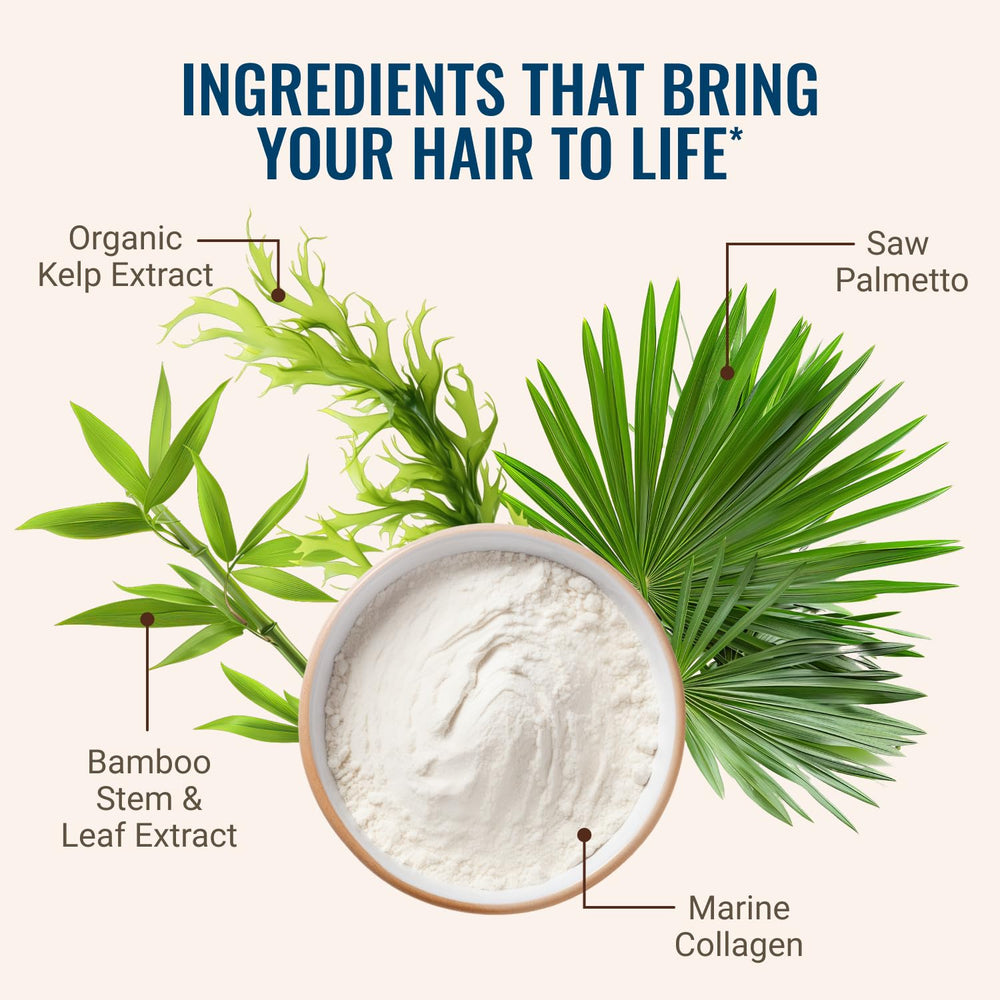 Lifestyle shot of a person taking Hair La Vie capsules.