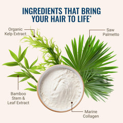 Lifestyle shot of a person taking Hair La Vie capsules.