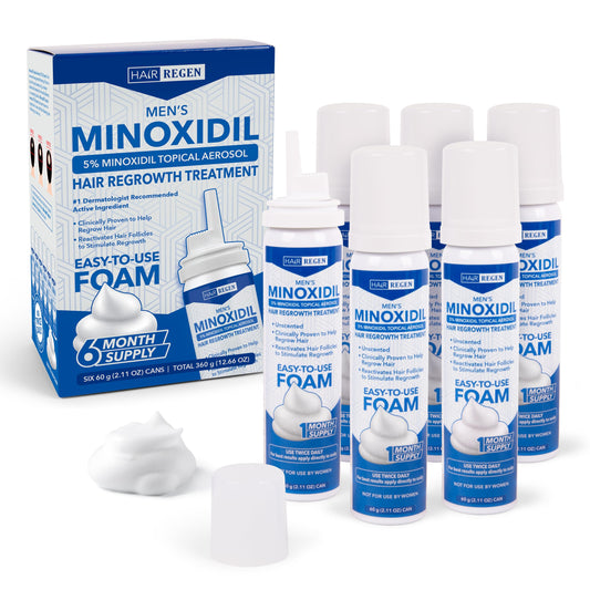 Hair Regen Minoxidil Foam five-percent crown tube for men supports density at the crown