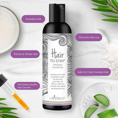 Hair to Stay shampoo with foamy lather ready to cleanse and moisturize