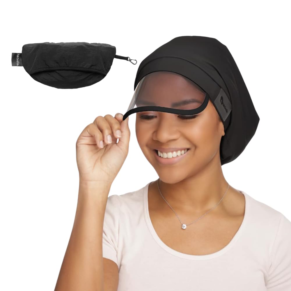 Hairbrella waterproof rain hat for women with satin lining keeps hair dry and frizz-free