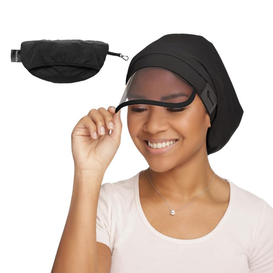 Hairbrella waterproof rain hat for women with satin lining keeps hair dry and frizz-free