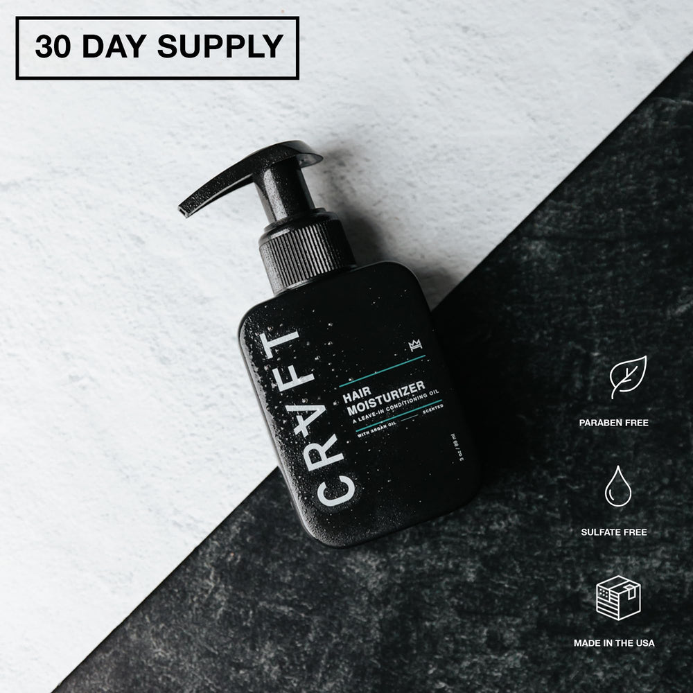 Hair Craft Co. CRVFT ingredients infographic highlights moisture enhancers for dry hair