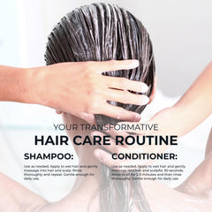 Hairmax Density conditioner being applied for smooth, nourished strands.