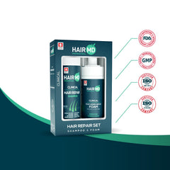 HairMD transplant hair repair set on sink shows easy daily use