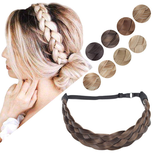Hairro braided headband in ash brown with 5 strands, natural look and easy wear.