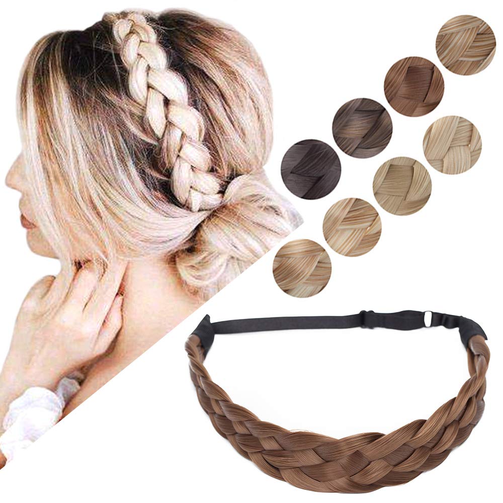 Hairro braided headband closeup five-strand plait with natural look and seamless color match.