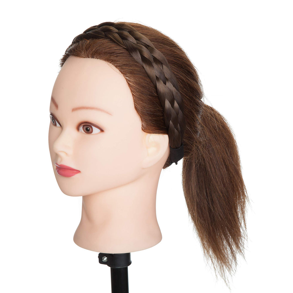 Elastic strap on Hairro braided headband adapts to head size.