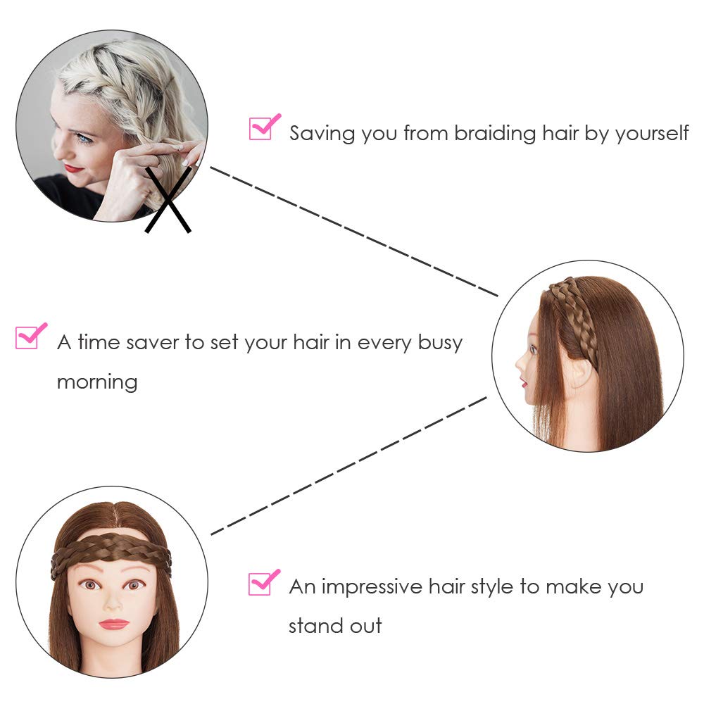 Hairro braided headband styled with ponytail or updo for chic, ready-to-go look.