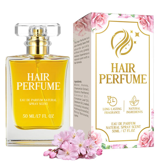 Hajoyful Hair Perfume bottle close-up shows long-lasting fragrance.