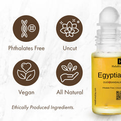 Closeup of HalalEveryDay Egyptian Musk Bottle highlighting premium packaging