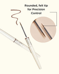 HALEYS brow pen soft matte strokes on brows for lasting finish.