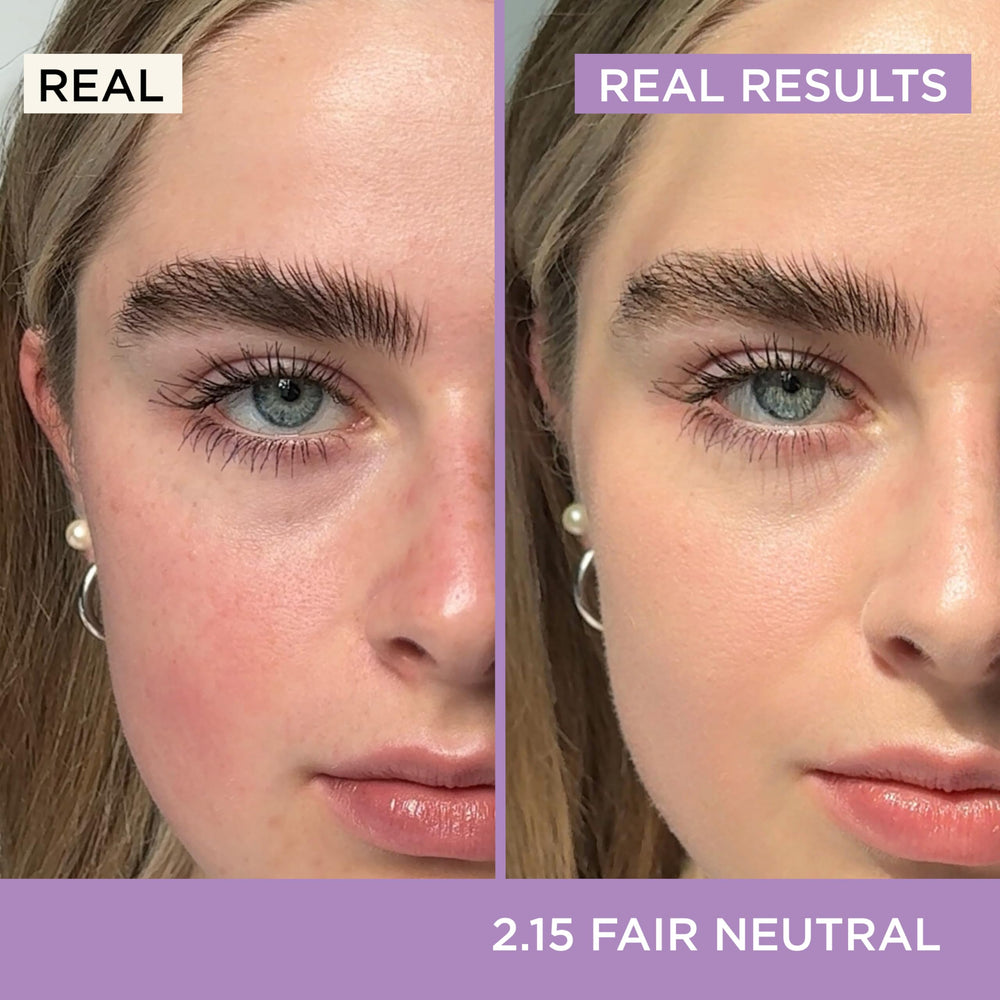 HALEYS Re-form foundation swirl on skin demonstrates buildable coverage