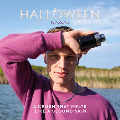 Halloween Man Eau de Toilette bottle side view emphasizing sleek design for confident daily use.
