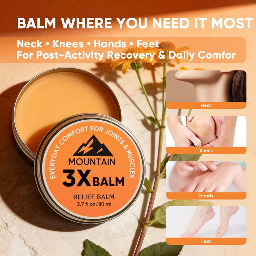 Halpilt Mountain 3X Relief Balm applied to knee for targeted joint relief