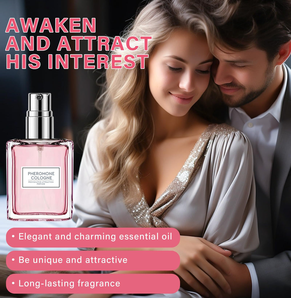 Close-up of HANASCAR pheromones perfume bottle showing elegant design for gifting.