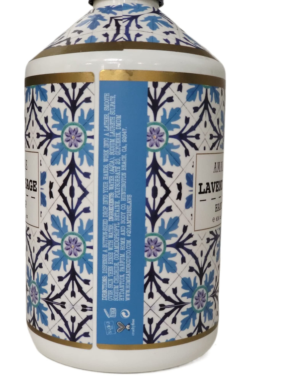 Hand Soap amber rose lavender sage 21.5 oz bottle with warm floral and herbal tones.