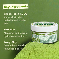 Texture of Handmade Heroes Green Tea EGCG Clay Mask for gentle detox