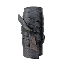 Handmade Leather Hair Wrap front view showing secure ponytail hold
