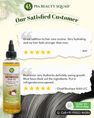 Handmade Onion Hair Oil packaging with label emphasizing vegan, toxin-free formula