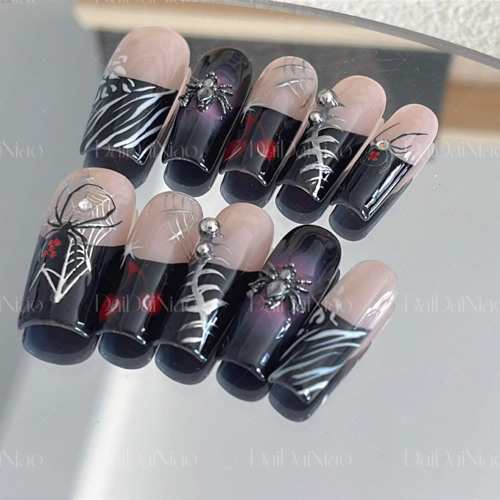 Handmade press-on nails ABS material durable design supports reuse.
