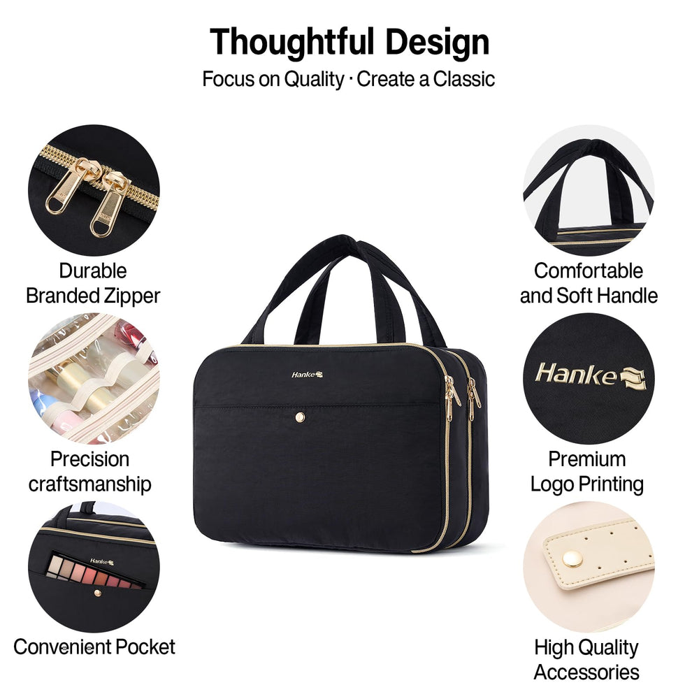360-degree rotatable hook keeps the bag accessible in hotels.