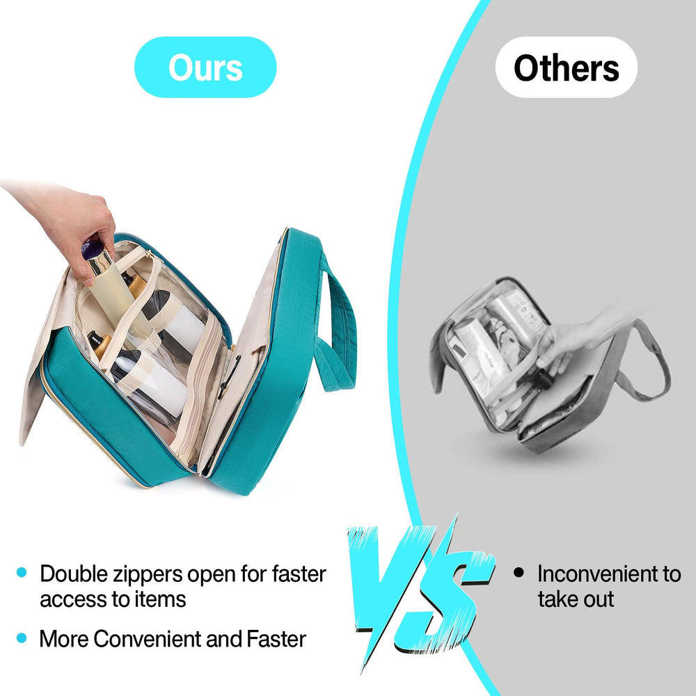 Hanke built-in elastic fixing straps stabilize toiletries