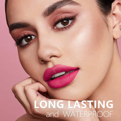 HANLADY Berry Pink Red Lipstick drying down for smudgeproof wear.