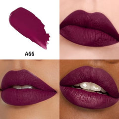 HANLADY Nude Berry Pink Lipstick on lips demonstrates long-wearing color