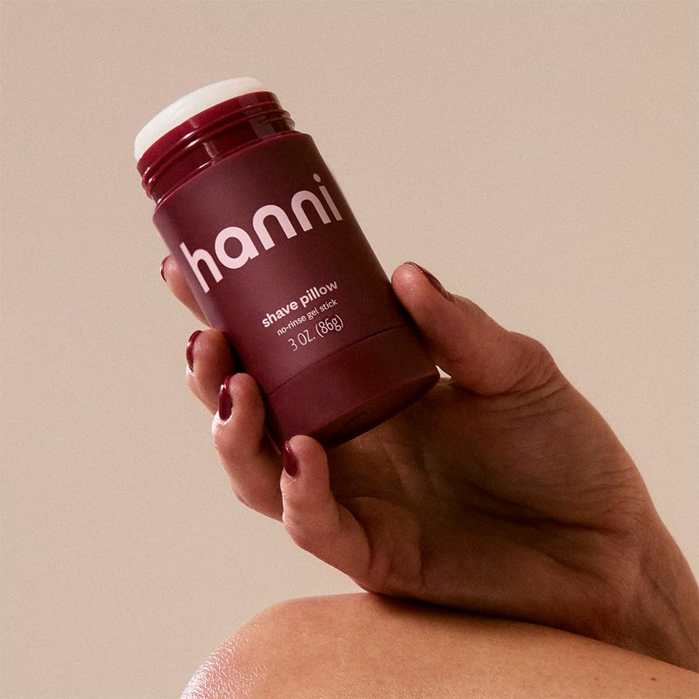HANNI Shave Pillow packaging box highlights travel-friendly size and vegan formula.