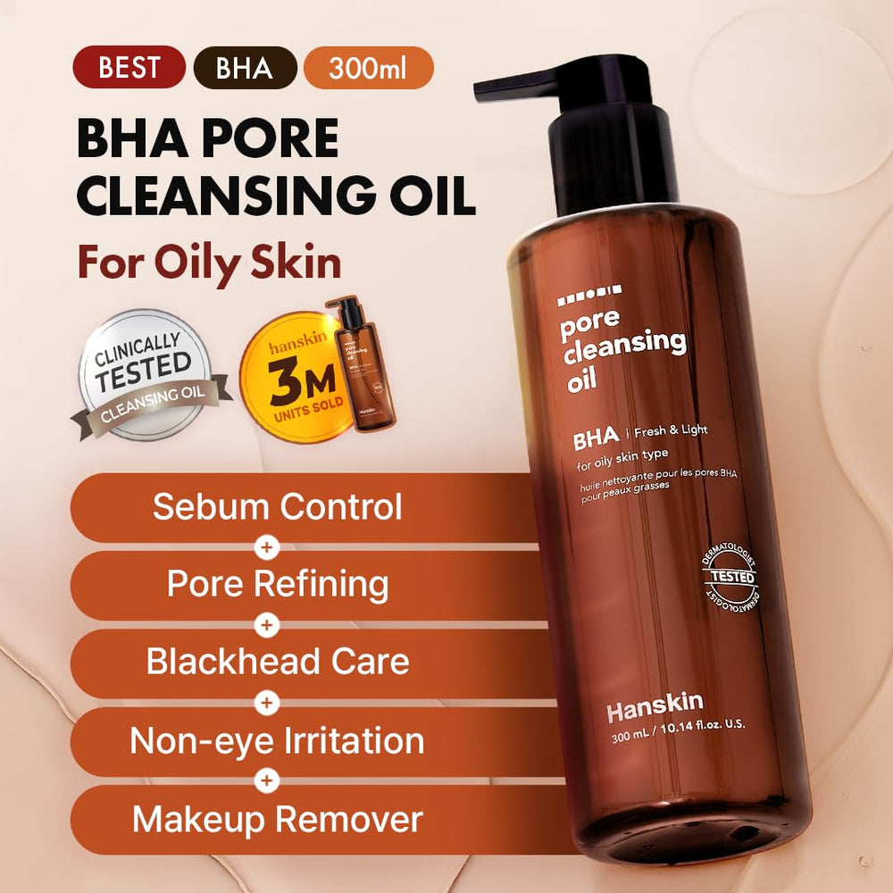 Hanskin BHA Pore Cleansing Oil dispensing pump for easy, controlled application