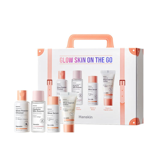Hanskin Glow Skin cleanser powder on-the-go for brightening and cleansing.