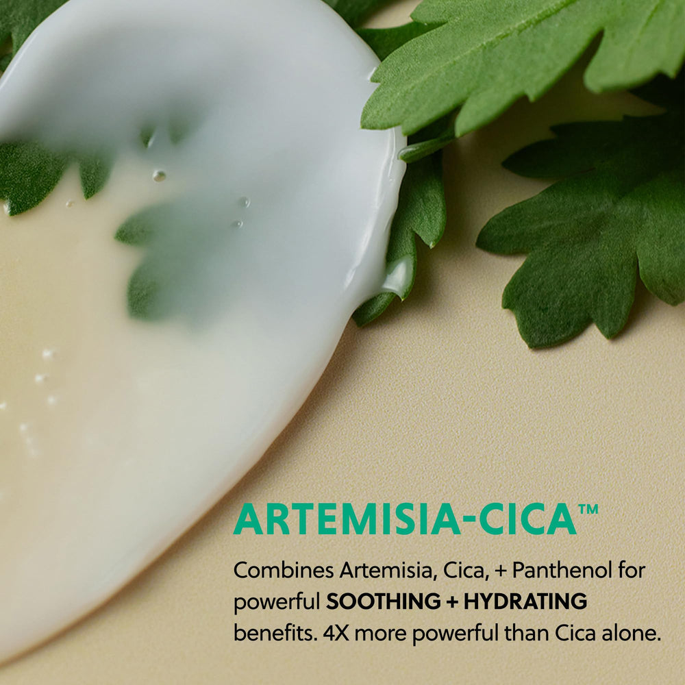 Hanyul Artemisia Soothing Gel Cream closeup swatch showing lightweight gel texture