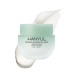 Hanyul Artemisia Soothing Gel Cream packaging highlights mugwort and centella blend for calm skin
