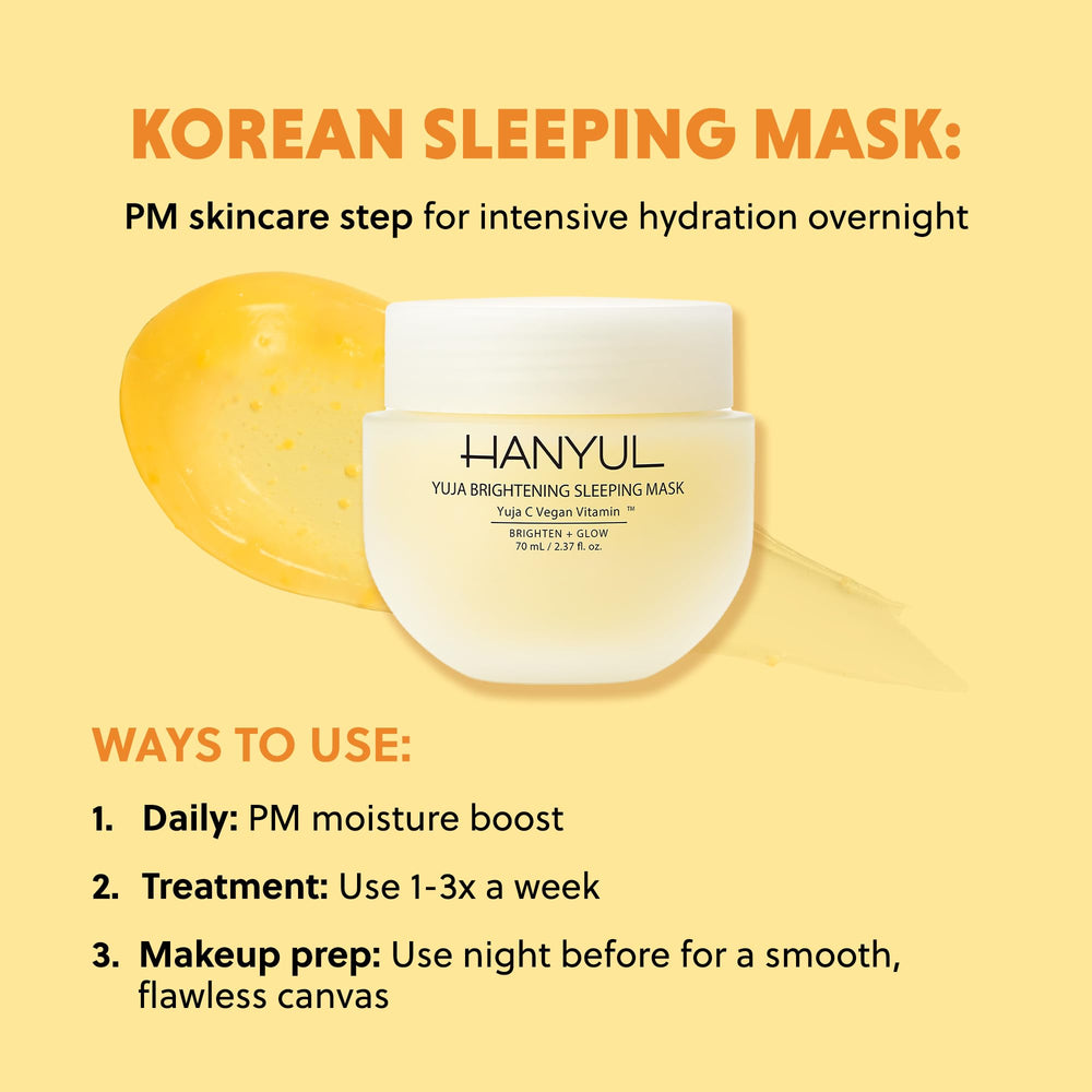 Hanyul Yuja Sleeping Mask promotes hydrated glowing skin by morning