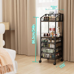 HapiRm open middle shelf holds full-size cleansers and toners for easy reach