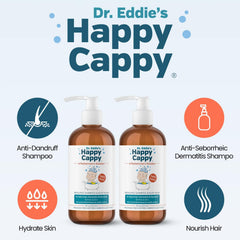 Happy Cappy baby wash lather demonstrates gentle cleansing for cradle cap relief.