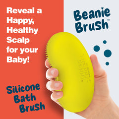 Happy Cappy brush massage on baby's scalp promotes gentle circulation.
