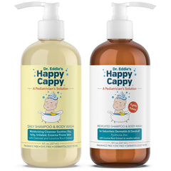 Happy Cappy daily medicated shampoo bottle with fragrance-free formulation for cradle cap care