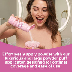 Happy Curves Comfort Puff Mini with strap for hands-free powder application on the go.
