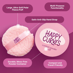 Happy Curves Comfort Puff Mini travel case-ready puff keeps powder mess-free during travel.