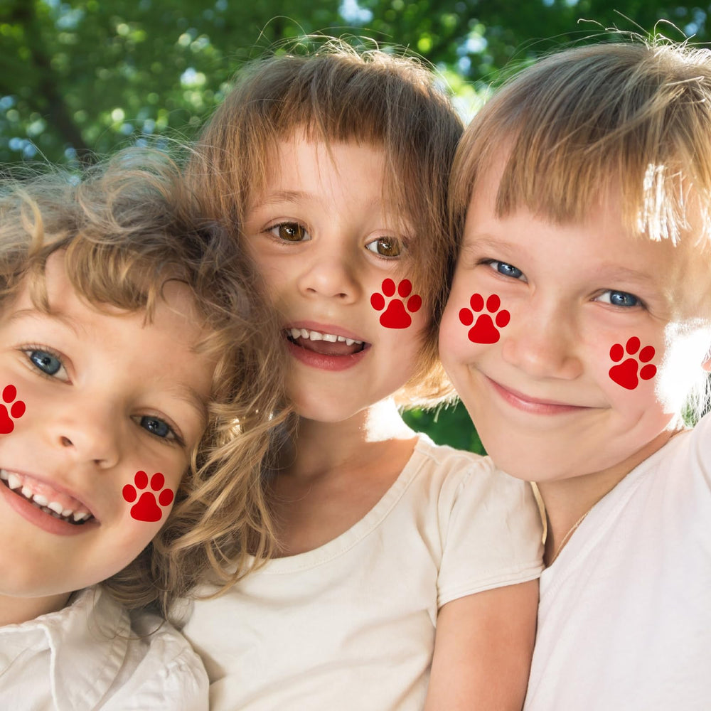 Harloon red paw print tattoos spark playful style at celebrations.