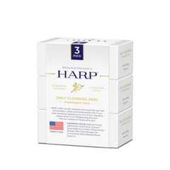 HARP fragrance-free bar cruelty-free certification stamp visible.