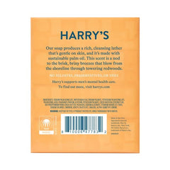 Harry's Redwood bar soap texture close-up with rich lather and scent