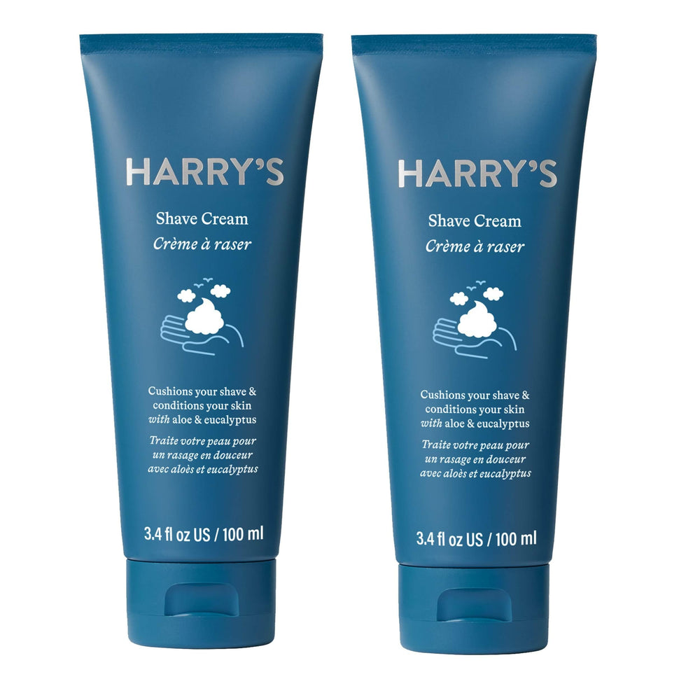 Harry's Shaving Cream eucalyptus tube ready for a smooth, refreshing shave.