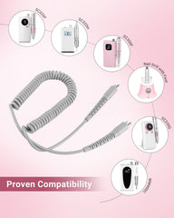 Hasakhi nail drill cord with 2-pin connector ready for quick replacement.