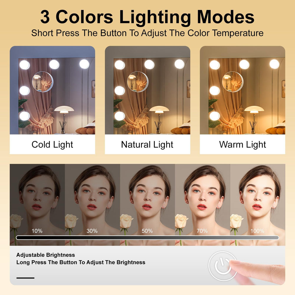 Hasipu mirror offers brightness and color modes for cool, warm, or natural lighting.