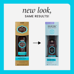 HASK Argan Repairing Hair Oil pump vials for quick frizz control