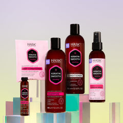 HASK two-bottle set ready for daily frizz control routine