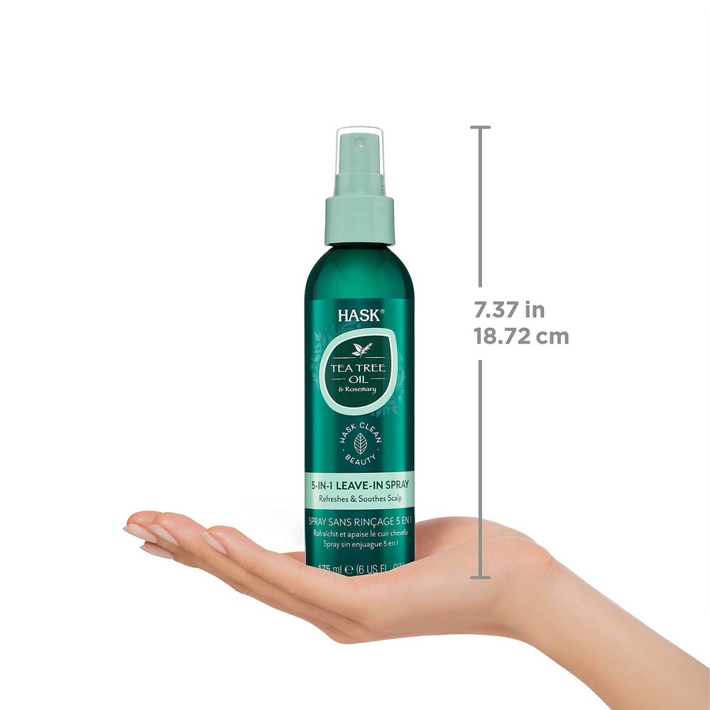 Sulfate-free and gluten-free label on HASK Tea Tree Oil bottle.